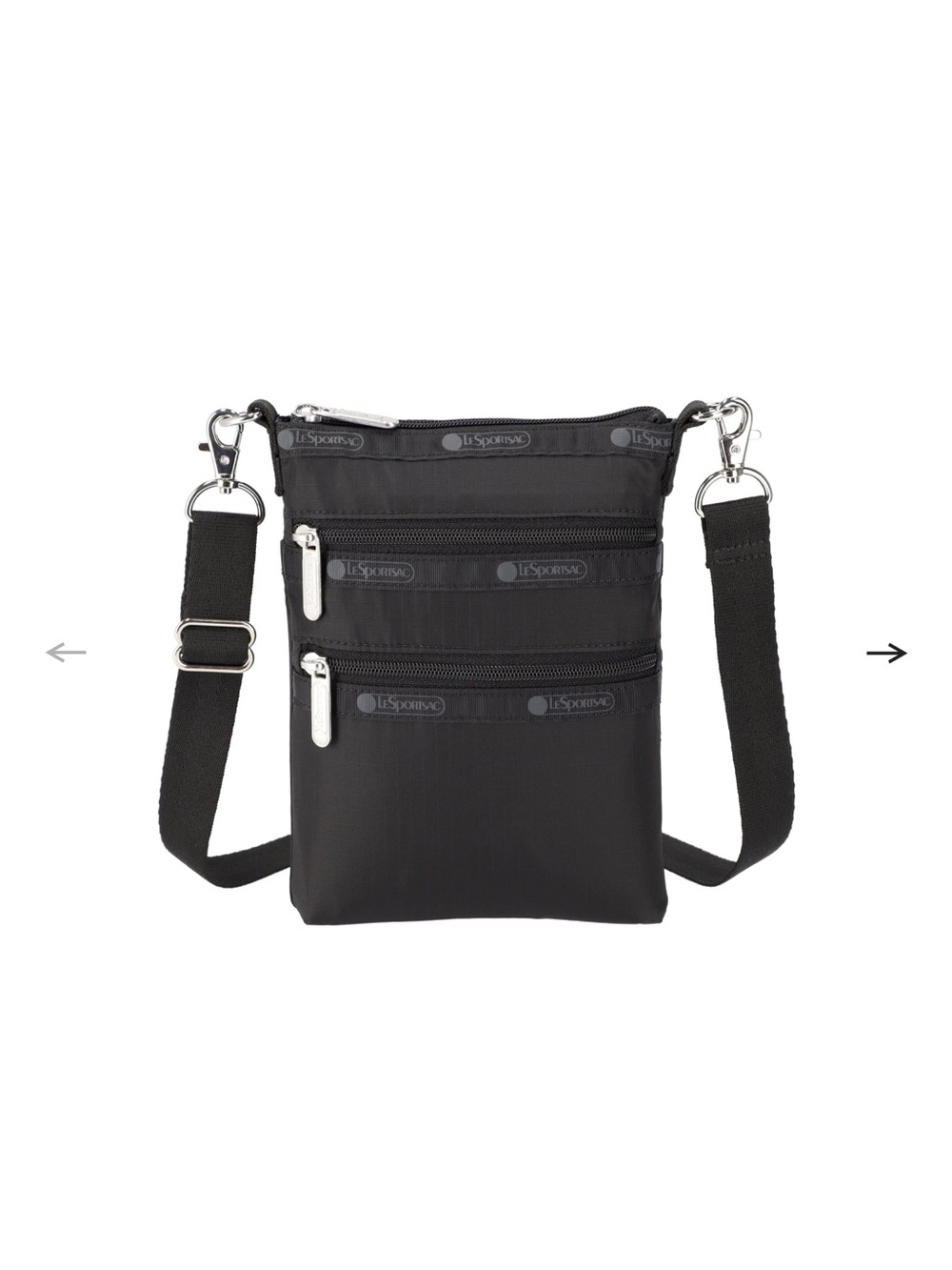 LeSportSac 3-Zip Crossbody Black